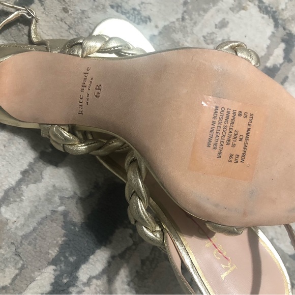 Kate Spade New York Womens Leather Braided Straps Slingback Heels Sandals Gold - Picture 10 of 10
